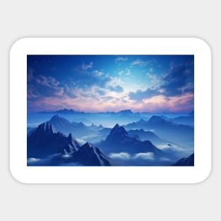 Mountain Sea Clouds Sunset Sky Landscape Sticker